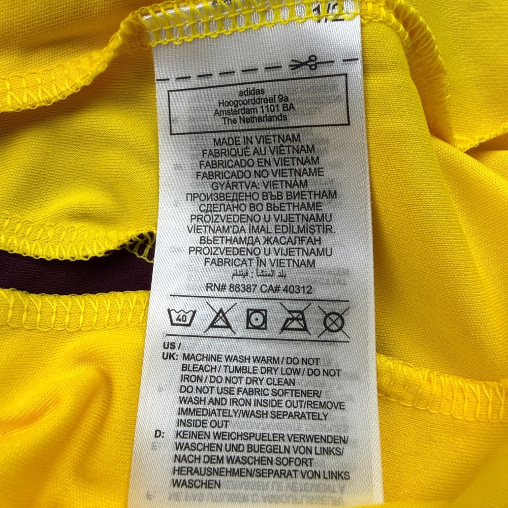 Adidas Kids Goalkeeper Jersey‎ Yellow Maroon Long Sleeve AEROREADY 11-12Y NWT - Picture 7 of 11